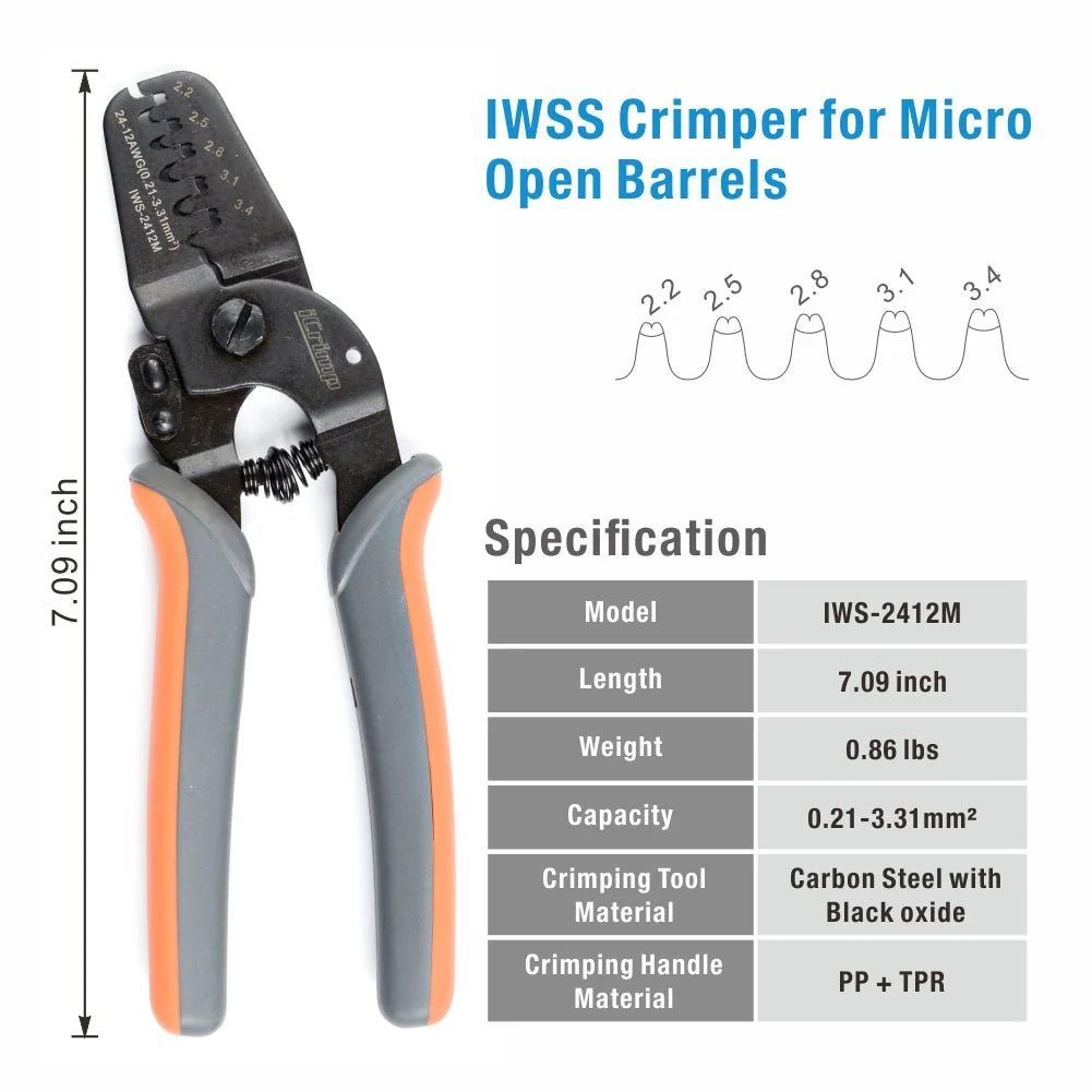 Compact Open Barrel Manual Crimper