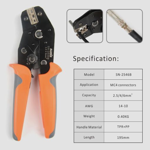 MC4 Open Barrel Ratchet Crimper